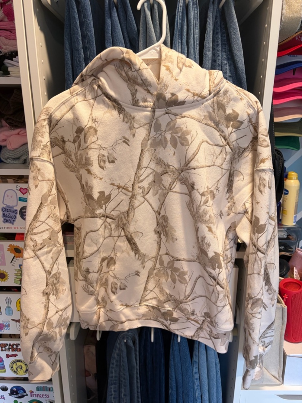 Abercrombie & Fitch Cream and Taupe Camo Hoodie